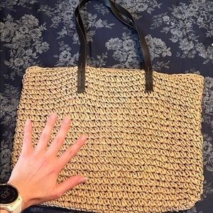 Tan Woven Tote Bag